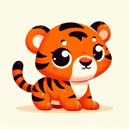 Cute cartoon tiger cub. Vector illustration of a tiger cub.のイラスト素材