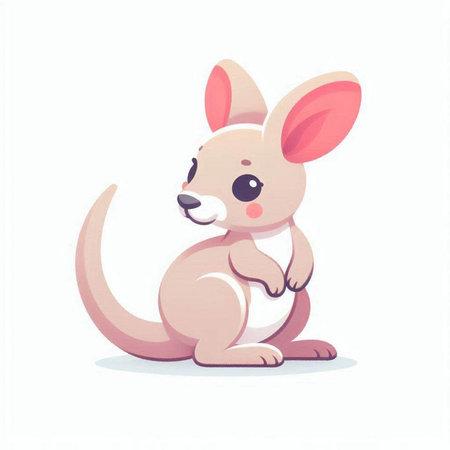 Cute kangaroo. Vector illustration on a white background.のイラスト素材