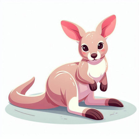 Kangaroo cartoon vector illustration. Cute kangaroo.のイラスト素材
