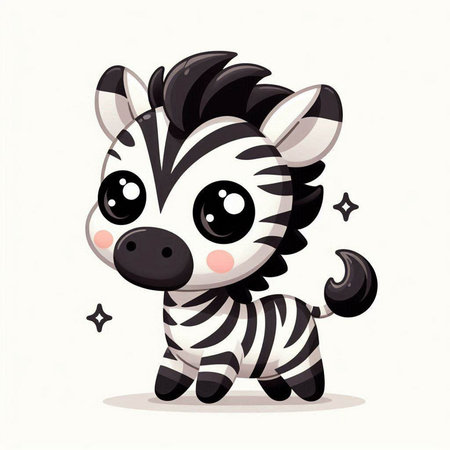 Cute zebra isolated on white background. Vector cartoon illustration.のイラスト素材