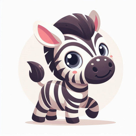 Cute cartoon zebra. Vector illustration on a white background.のイラスト素材