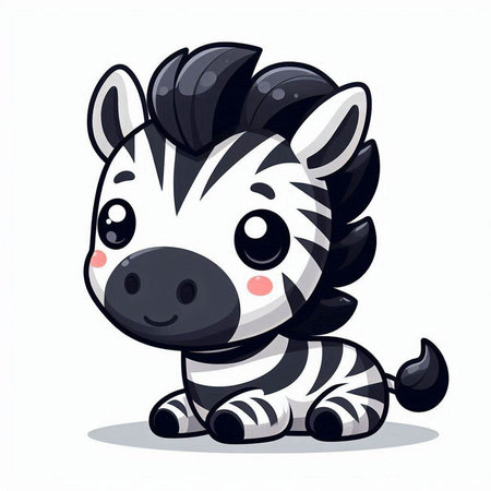 Cute cartoon zebra. Vector illustration isolated on white background.のイラスト素材