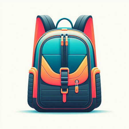 Backpack. Vector illustration of a school bag on a white background.のイラスト素材