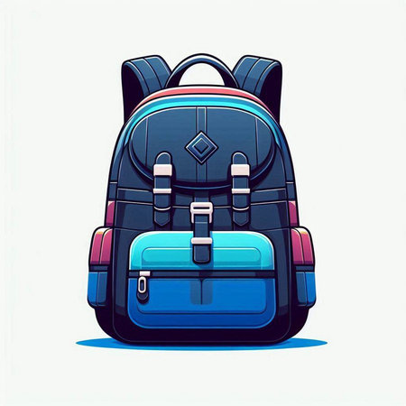 Illustration of a school backpack on a white background. Vector illustrationのイラスト素材