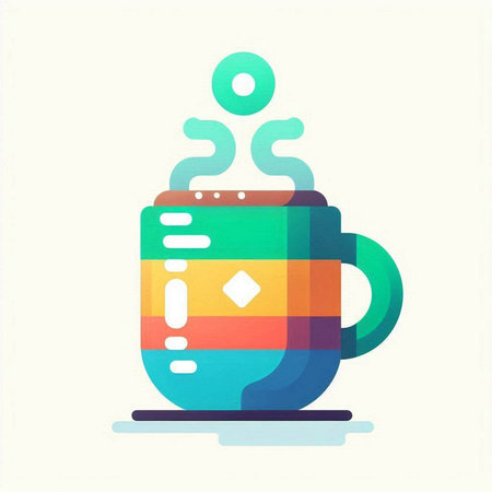 Coffee mug icon. Vector illustration in flat design style.のイラスト素材