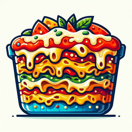 Vector illustration of layered layered cake with strawberry, cream, cheese, ketchup, and mayonnaiseのイラスト素材