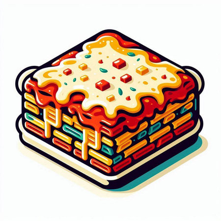 Illustration of a piece of lasagna on a white background.のイラスト素材