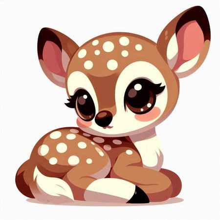 Cute little baby deer. Cartoon vector illustration isolated on white background.のイラスト素材