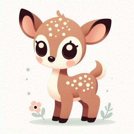 Cute little baby deer on a white background. Vector illustration.のイラスト素材