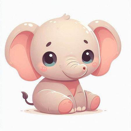 Cute cartoon elephant. Vector illustration of a cute baby elephant.のイラスト素材