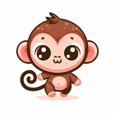 Cute cartoon monkey. Vector illustration isolated on a white background.のイラスト素材