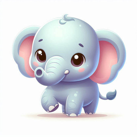 Cute cartoon baby elephant on a white background. Vector illustration.のイラスト素材