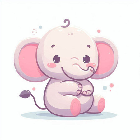 Cute cartoon elephant isolated on a white background. Vector illustration.のイラスト素材