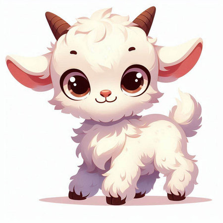 Cute cartoon goat isolated on a white background. Vector illustration.のイラスト素材