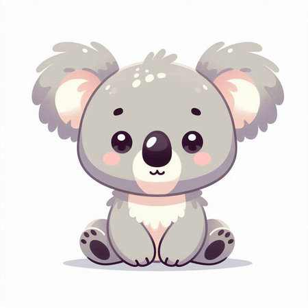 Cute cartoon koala on a white background. Vector illustration.のイラスト素材