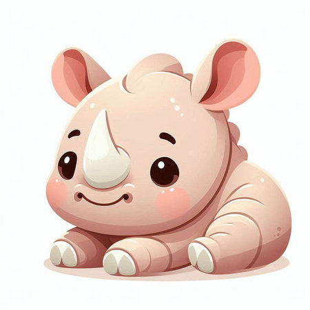 Cute baby rhinoceros cartoon character. Vector illustration.のイラスト素材