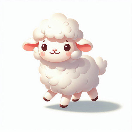 Cute cartoon sheep on a white background. Vector illustration of a cute sheep.のイラスト素材