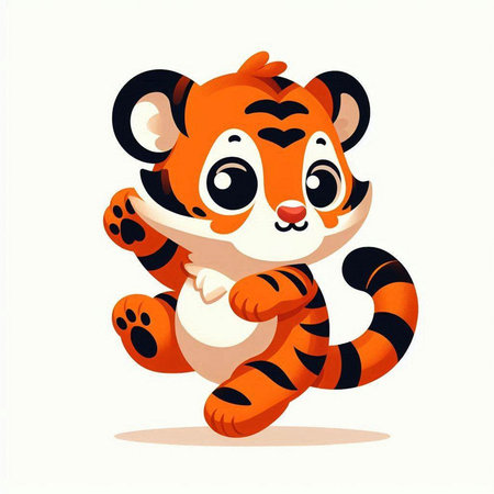 Cute cartoon tiger. Vector illustration isolated on a white background.のイラスト素材