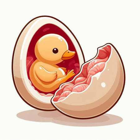 Illustration of a duckling inside an egg on a white backgroundのイラスト素材