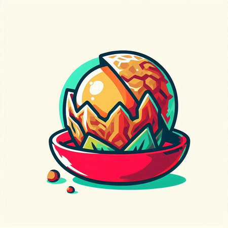 Illustration of a stylized egg in a bowl. Vector illustration.のイラスト素材