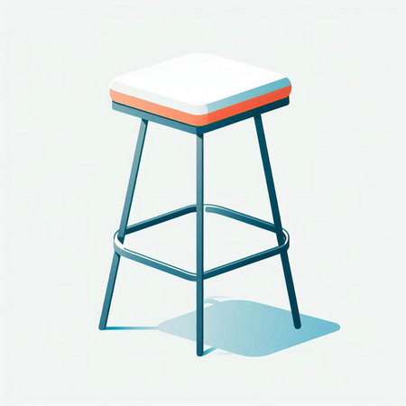 Bar stool with a blue and orange base on a white background.のイラスト素材