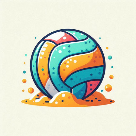 Colorful beach ball on sand, vector illustration, eps10のイラスト素材