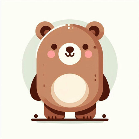 Cute cartoon bear on white background. Vector illustration in flat style.のイラスト素材