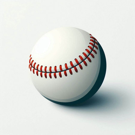 Baseball ball on a white background. 3D rendering. Illustration.のイラスト素材