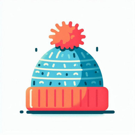 Winter hat with pompom on a white background. Vector illustration.のイラスト素材