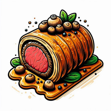 Vector illustration of a piece of cake on a white background. Vintage style.のイラスト素材