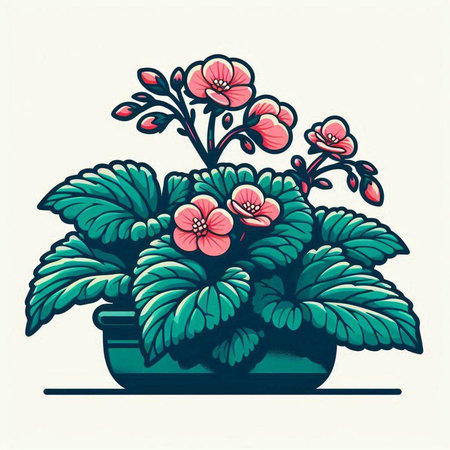 Geranium in a pot. Vector illustration. Hand drawn botanical illustration.のイラスト素材
