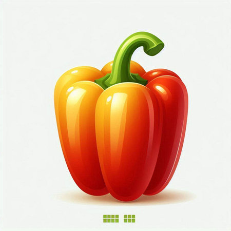 Red and yellow bell pepper on a white background. Vector illustration.のイラスト素材