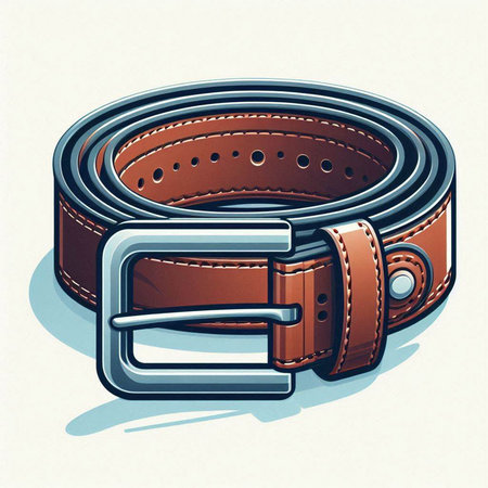 Men's leather belt. Vector illustration of a belt with a buckle.のイラスト素材