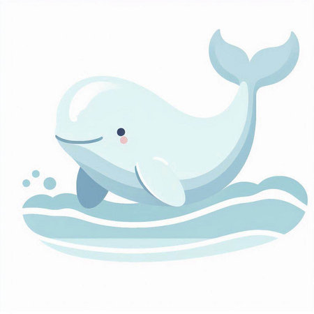 Illustration of a cute baby whale on a white background - vectorのイラスト素材
