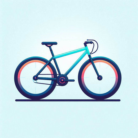 Bicycle on blue background. Vector illustration in modern flat style.のイラスト素材
