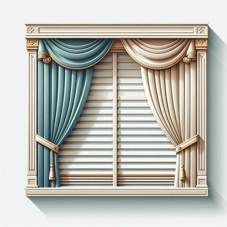 Classic window with curtains in classic style. Vector illustration for your designのイラスト素材