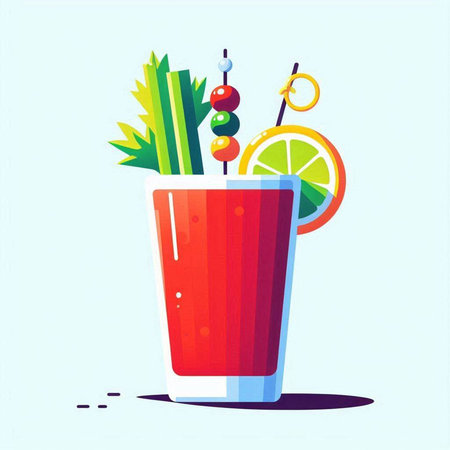 Cocktail on a blue background. Vector illustration in flat style.のイラスト素材