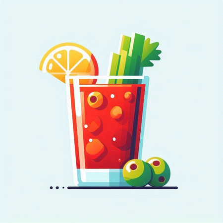 Bloody Mary cocktail with lime and parsley. Vector illustration.のイラスト素材