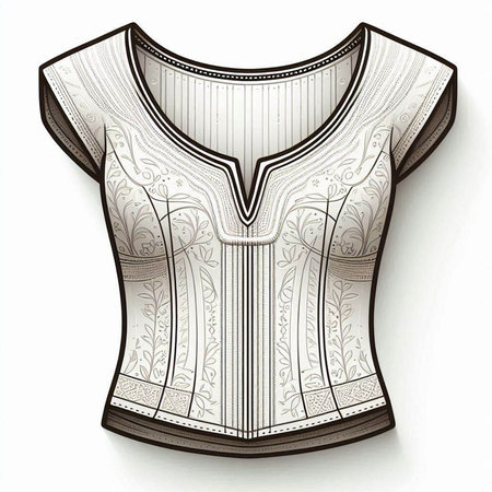 Women's blouse with lace pattern. Vector illustration in sketch style.のイラスト素材