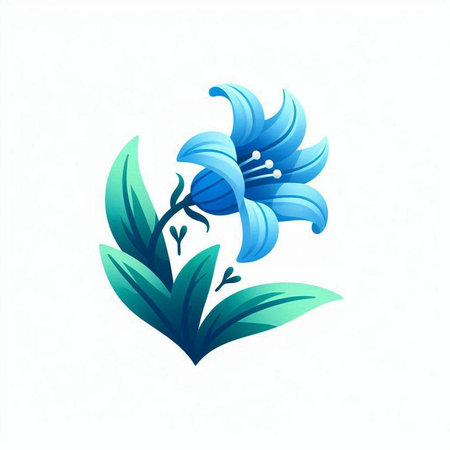 Blue lily flower isolated on a white background. Vector illustration.のイラスト素材