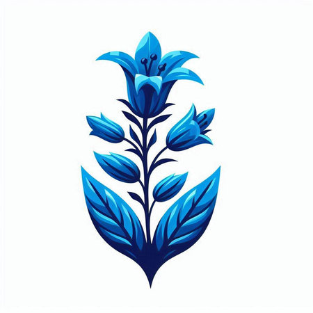 Blue lily flower isolated on a white background. Vector illustration.のイラスト素材