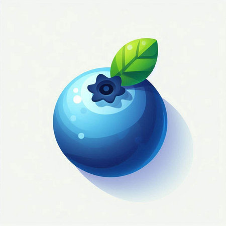 Blueberry with green leaves on a white background. Vector illustration.のイラスト素材