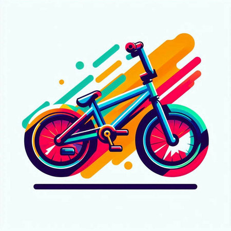 Vector illustration of a bicycle in retro style on colorful background. Side view.のイラスト素材