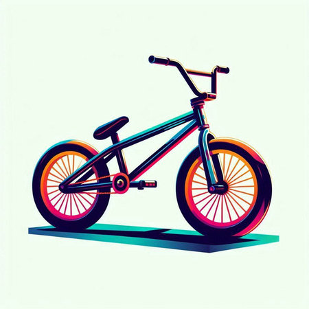 Vector illustration of bicycle in flat style on colorful background. Design element for poster, card, banner, flyer, brochure.のイラスト素材