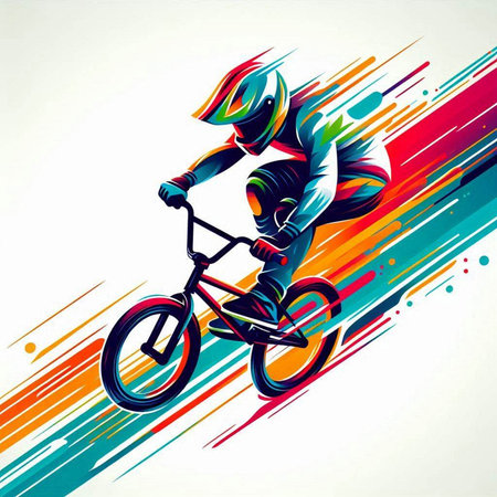 Cyclist riding a bike, extreme sport, vector illustration.のイラスト素材