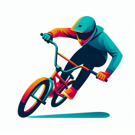 Vector illustration of a motocross rider on a white background.のイラスト素材