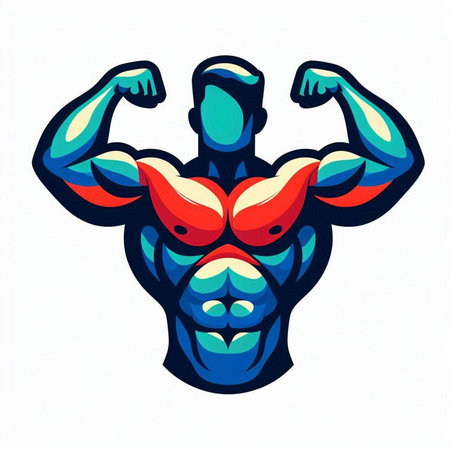 Bodybuilder. Vector illustration. Isolated on a white background.のイラスト素材