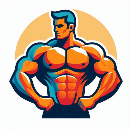 Bodybuilder. Bodybuilder. Vector illustration. Isolated on white background.のイラスト素材