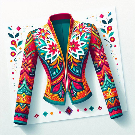 Womens jacket with ethnic ornaments. Vector illustration.のイラスト素材