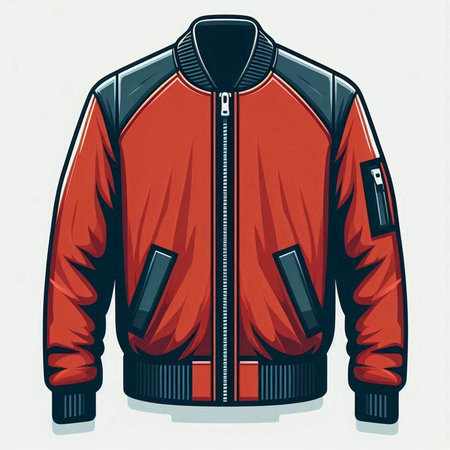 Vector illustration of a red jacket with a hood on a white backgroundのイラスト素材
